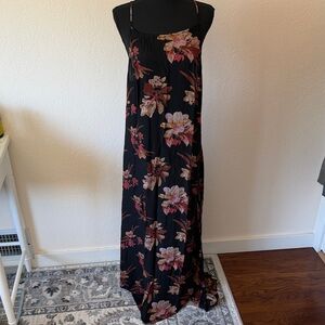 NWT FREE PEOPLE Black Floral Maxi Dress – Elegant Strappy Summer Dress SIZE SMAL